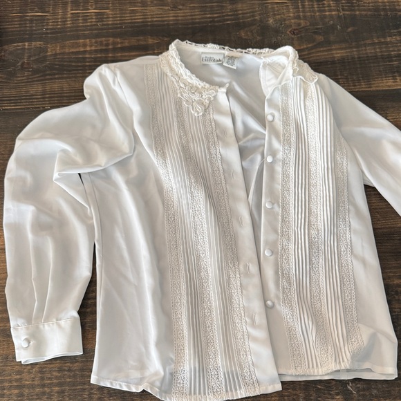 Essentials Ivory Lace Trim Blouse - Picture 1 of 2